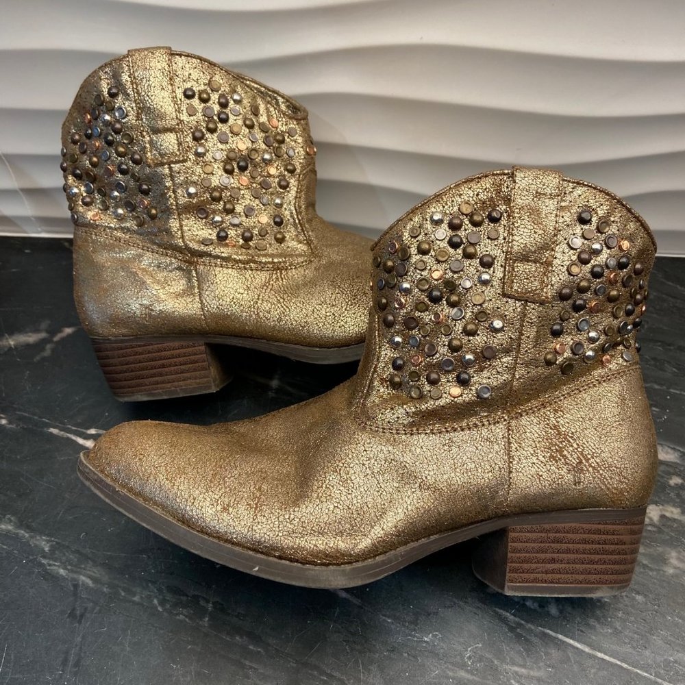 Frye Deborah Studded Boot Gold Women's US 4 EUR 35